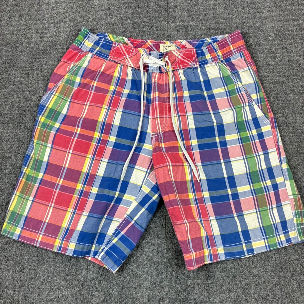 Old Navy Mens Size Small Plaid Madras Board Shorts Multi Color Swim Trunks